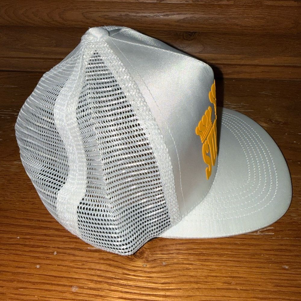 Supreme Cream Satin Trucker Hat with Yellow Logo Crowns Y2K Rare! - Picture 5 of 11